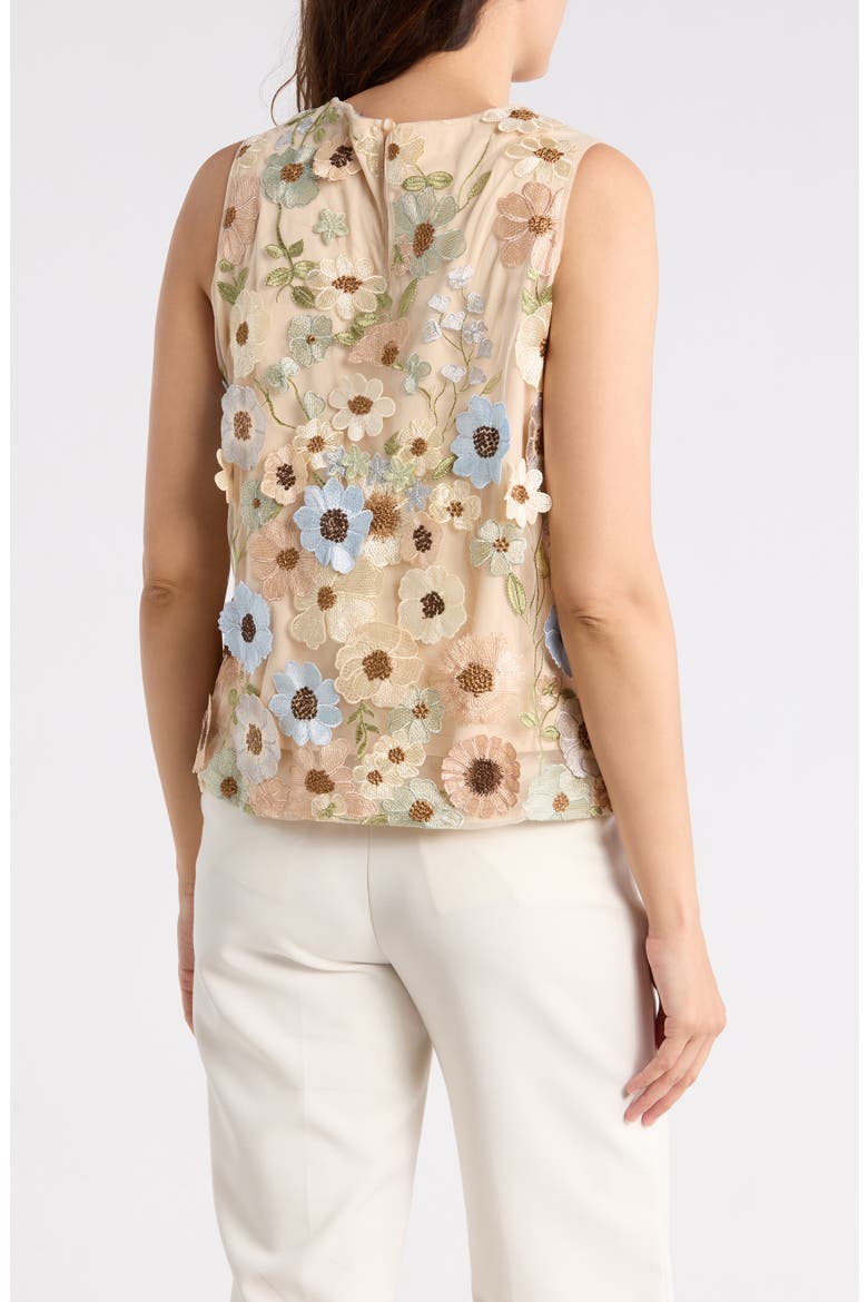 Floral Appliqué Sleeveless Shell Top, Alternate, color, NEUTRAL FLORAL