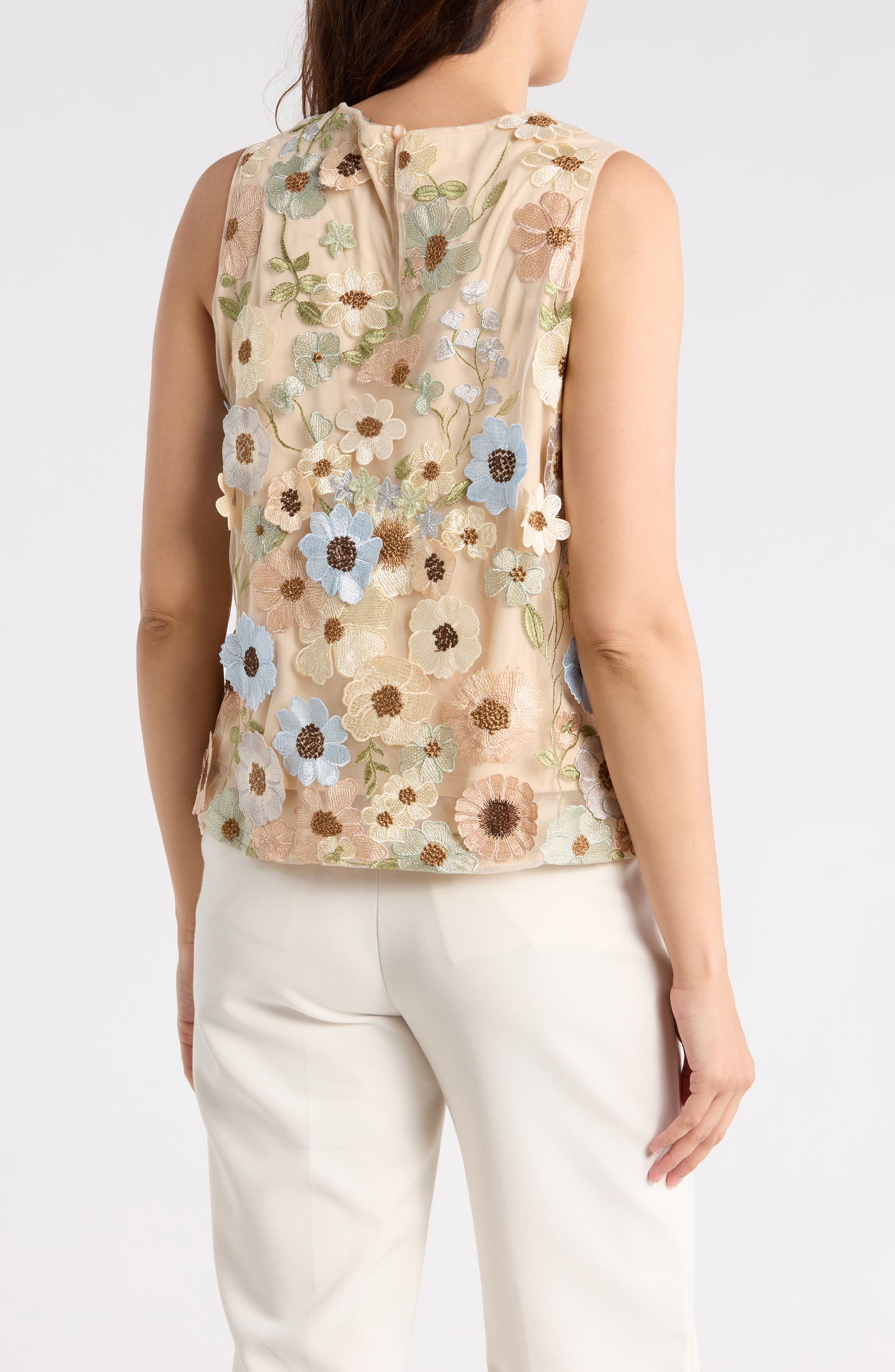 Adrianna Papell Floral Appliqué Sleeveless Shell Top | Nordstromrack