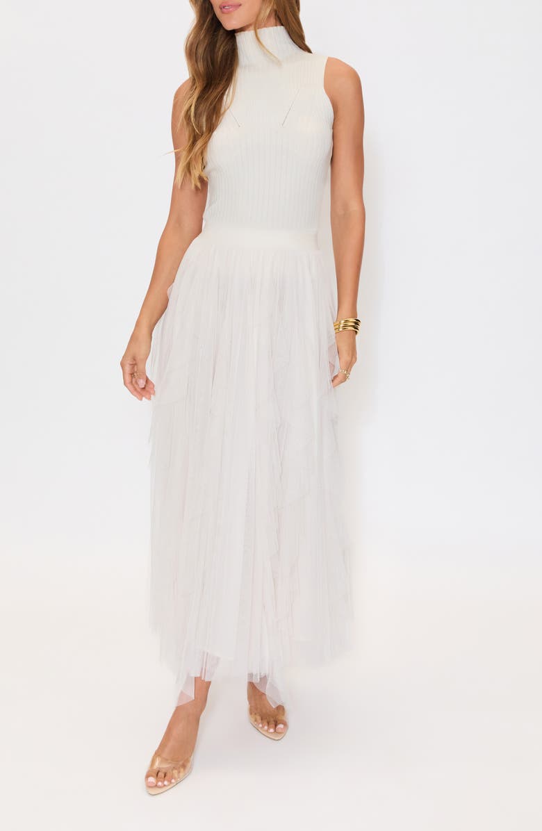 VICI Collection Imperfection Ruffled Tiered Tulle Maxi Skirt, Alternate, color, Cream