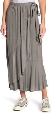 GO COUTURE Faux Wrap Midi Skirt