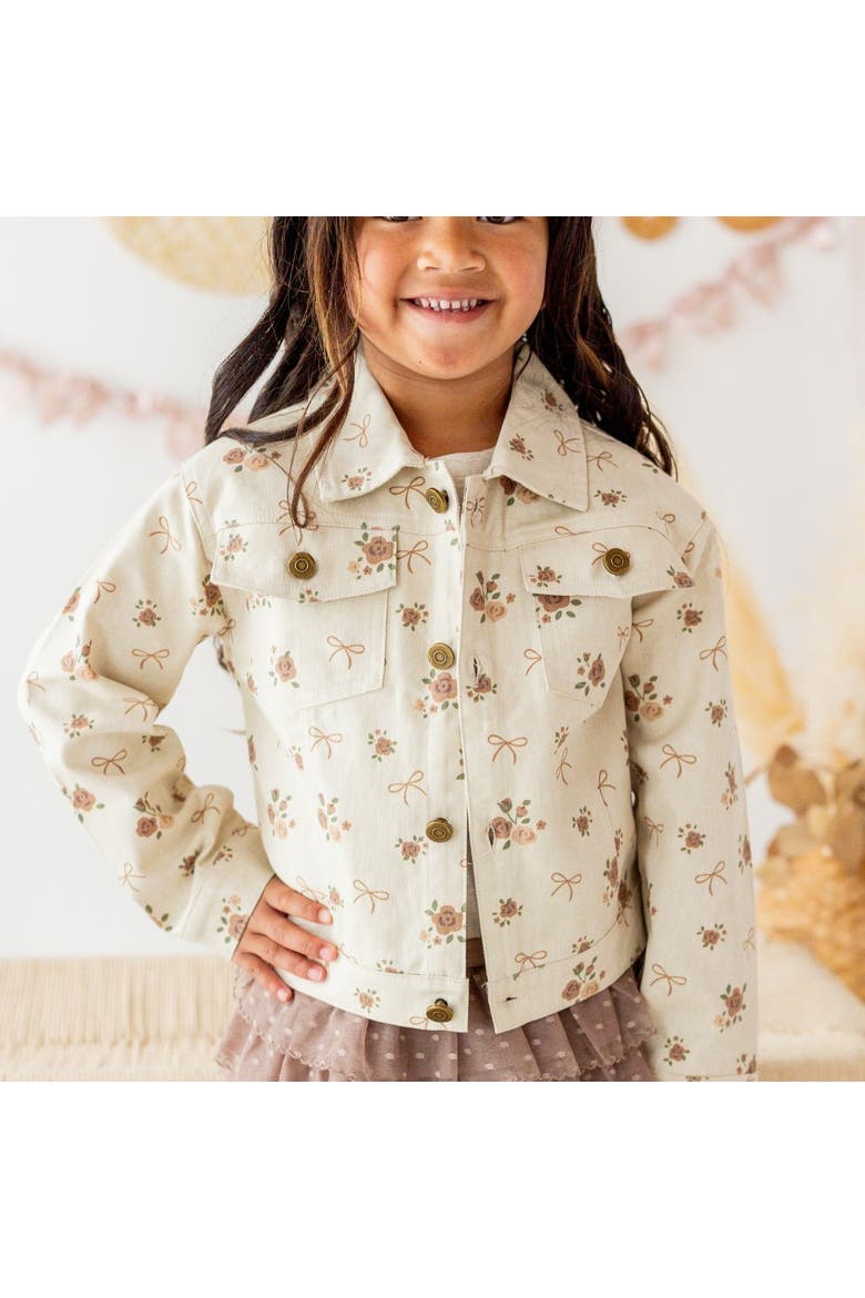 Mocha Floral Denim Jacket, Alternate, color, Ivory