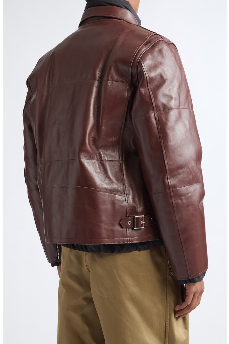 Layered Leather Puffer Jacket, Alternate, color, BROWN/ BLACK