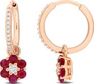 Julianna B. Gemstone & Diamond Floral Earrings 10K