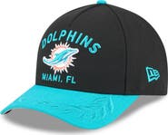 New Era Men's New Era Black/Aqua Miami Dolphins 2025 NFL Draft 9FORTY A-Frame M-Crown Adjustable Hat