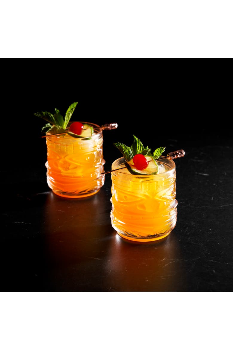 Pacific Crystal Tiki DOF Tumblers Set of 2, Alternate, color, Clear