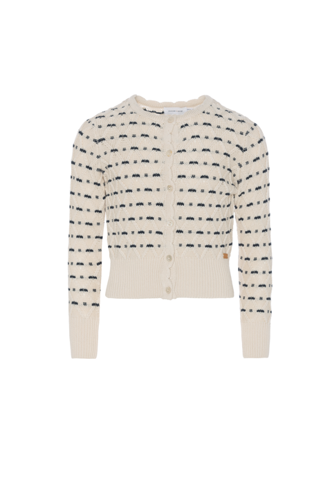 Front Button Stripe Floral Cardigan