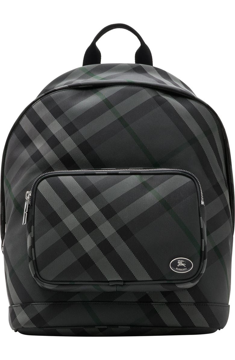 Burberry Grid Backpack, Main, color, Charcoal Grey