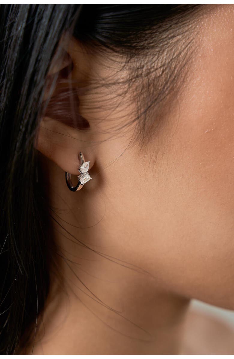 LuvMyJewelry Saela 14K Gold Lab Grown Diamond Huggies - 0.75 Ct, Alternate, color, 14K White Gold