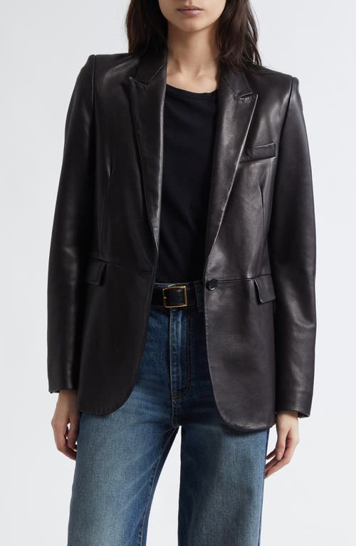 Nili Lotan Belmonde One-button Lambskin Leather Blazer In Black