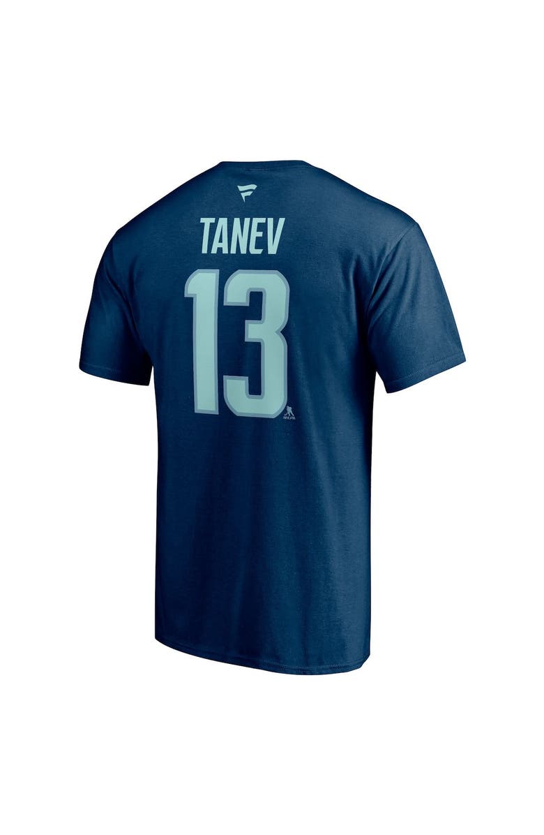 FANATICS Men's Fanatics Branded Brandon Tanev Deep Sea Blue Seattle Kraken Authentic Stack Name & Number T-Shirt, Alternate, color,