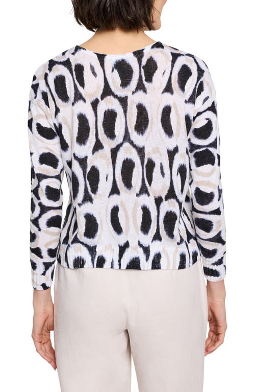 Nic + Zoe Nic+zoe Ikat Rings Supersoft Sweater In Black Multi