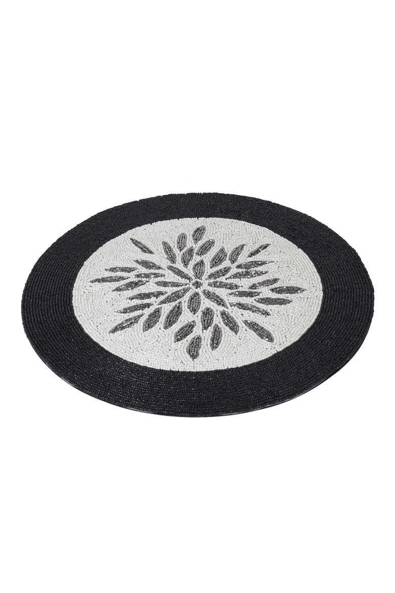 Beaded Placemat, Alternate, color, IVORY/ BLACK