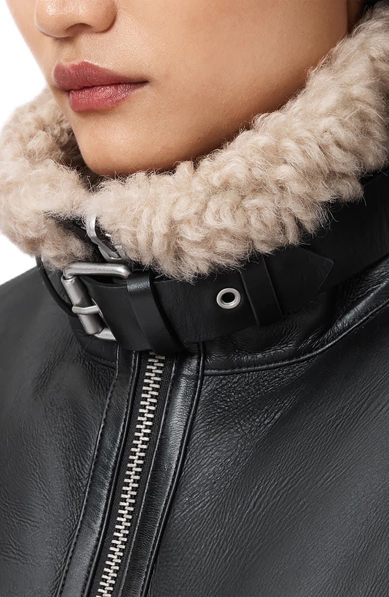 AllSaints Marlin Genuine Shearling Vest, Alternate, color, Black/ Natural