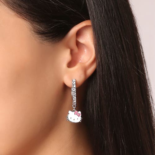 Hello Kitty Fashion Charm Hoop Earrings In Silver