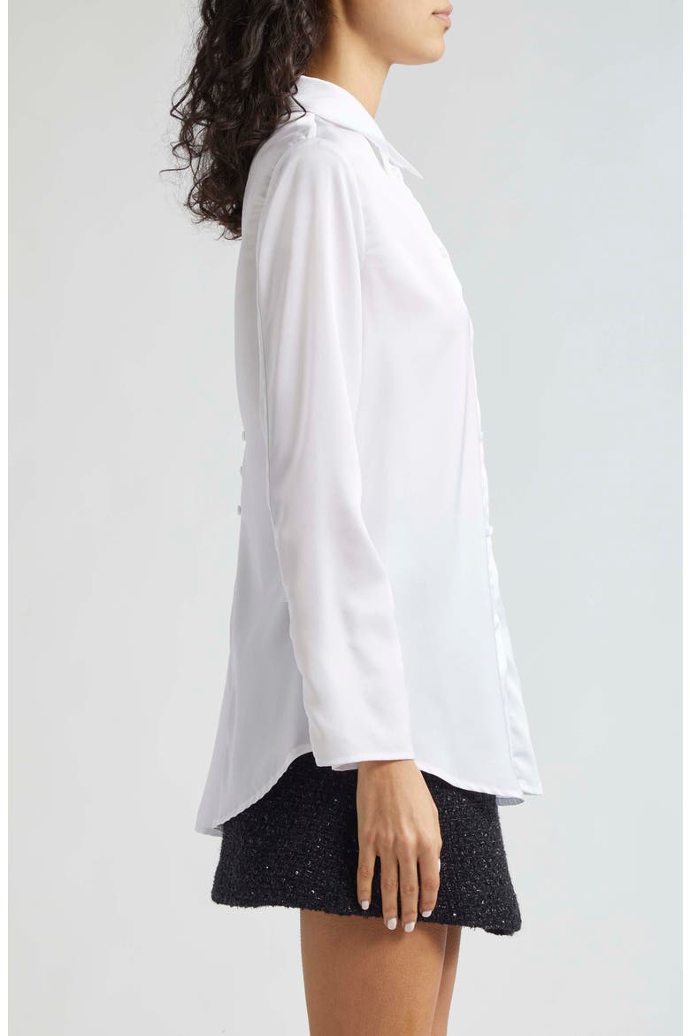 Back Button Satin Shirt, Alternate, color, OFF WHITE
