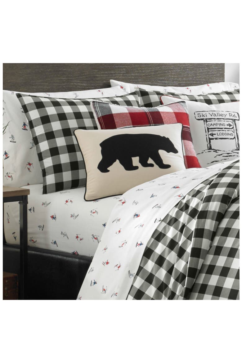Mountain Plaid Cotton Duvet Cover Set, Alternate, color, BLACK/WHITE