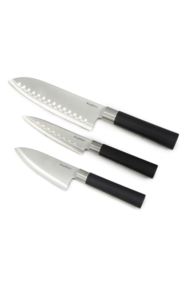 BergHOFF DiNA Codon 3-Piece Santoku Knife Set, Main, color, Black