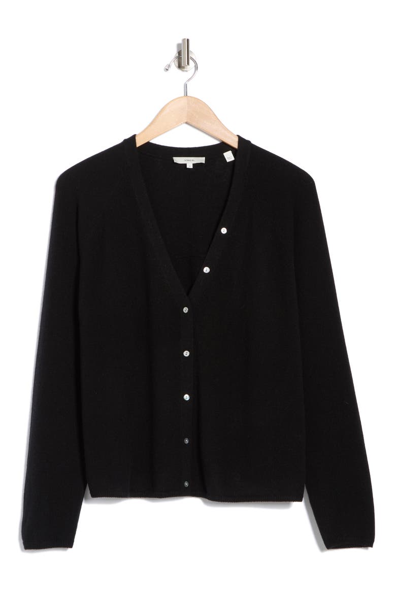 Cashmere V-Neck Cardigan, Alternate, color, BLACK