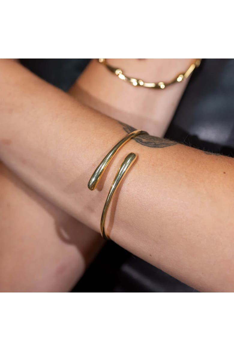 Cross Open Drop Bangle, Alternate, color, Gold Vermeil
