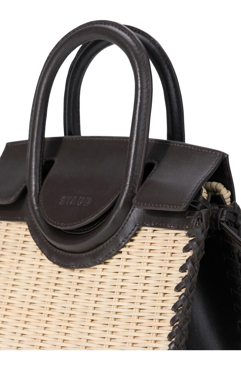 STAUD Mini Maude Wicker Top Handle Bag, Alternate, color, Natural/ Espresso