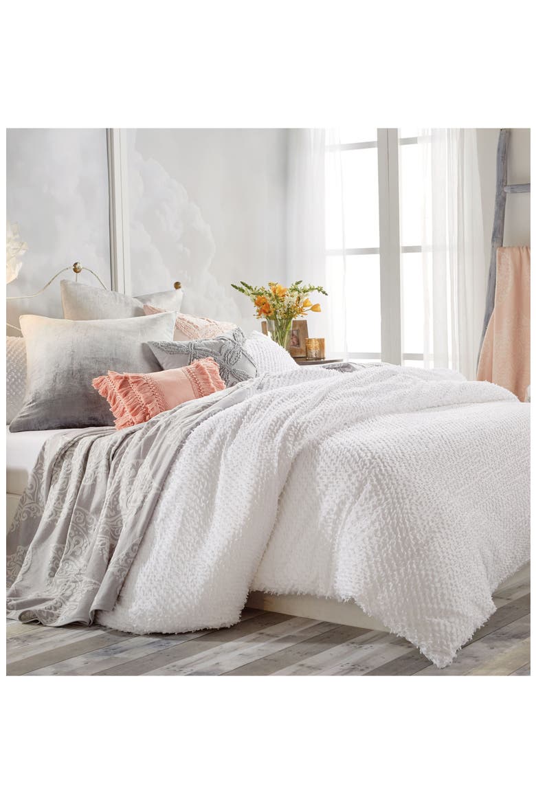 Dot Fringe Comforter & Sham Set, Alternate, color, WHITE