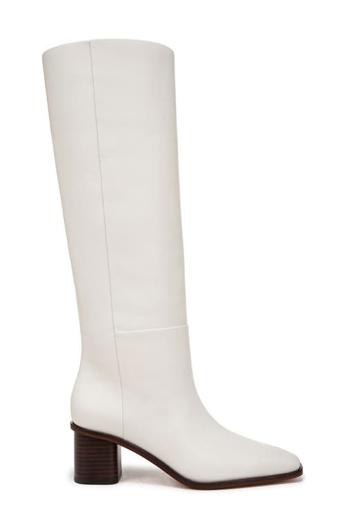 Vince Gerrie Leather Square-toe Knee Boots In Milk