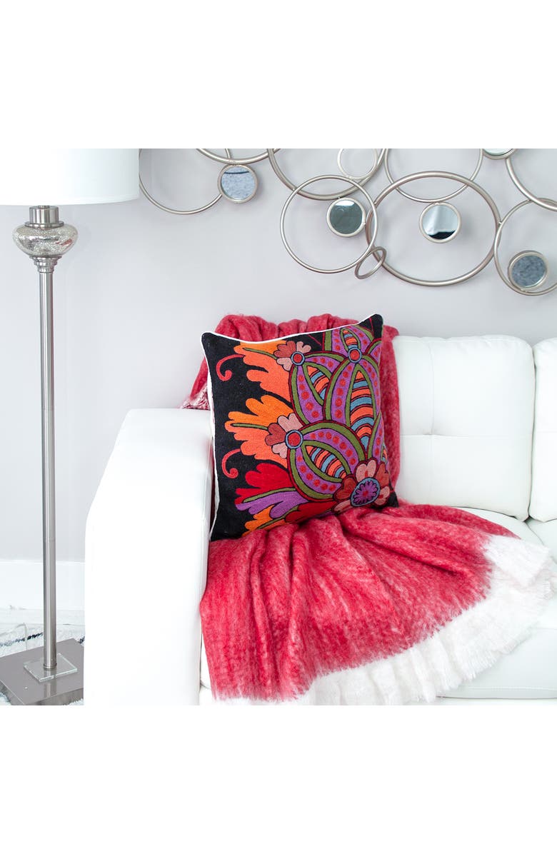 PARKLAND COLLECTION Hand-Embroidered Siacca Accent Pillow, Alternate, color, Black