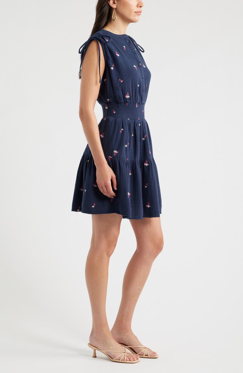 Caslon<sup>®</sup> Floral Embroidered Sleeveless Cotton Gauze Dress, Alternate, color, Navy- Red Tossed Blossoms