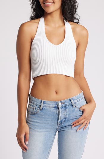 Pixie Rib PacSun Pixie Rib Crop Halter Top | Nordstrom