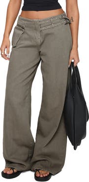 Princess Polly Paltrow Low Rise Wide Leg Cargo Jeans
