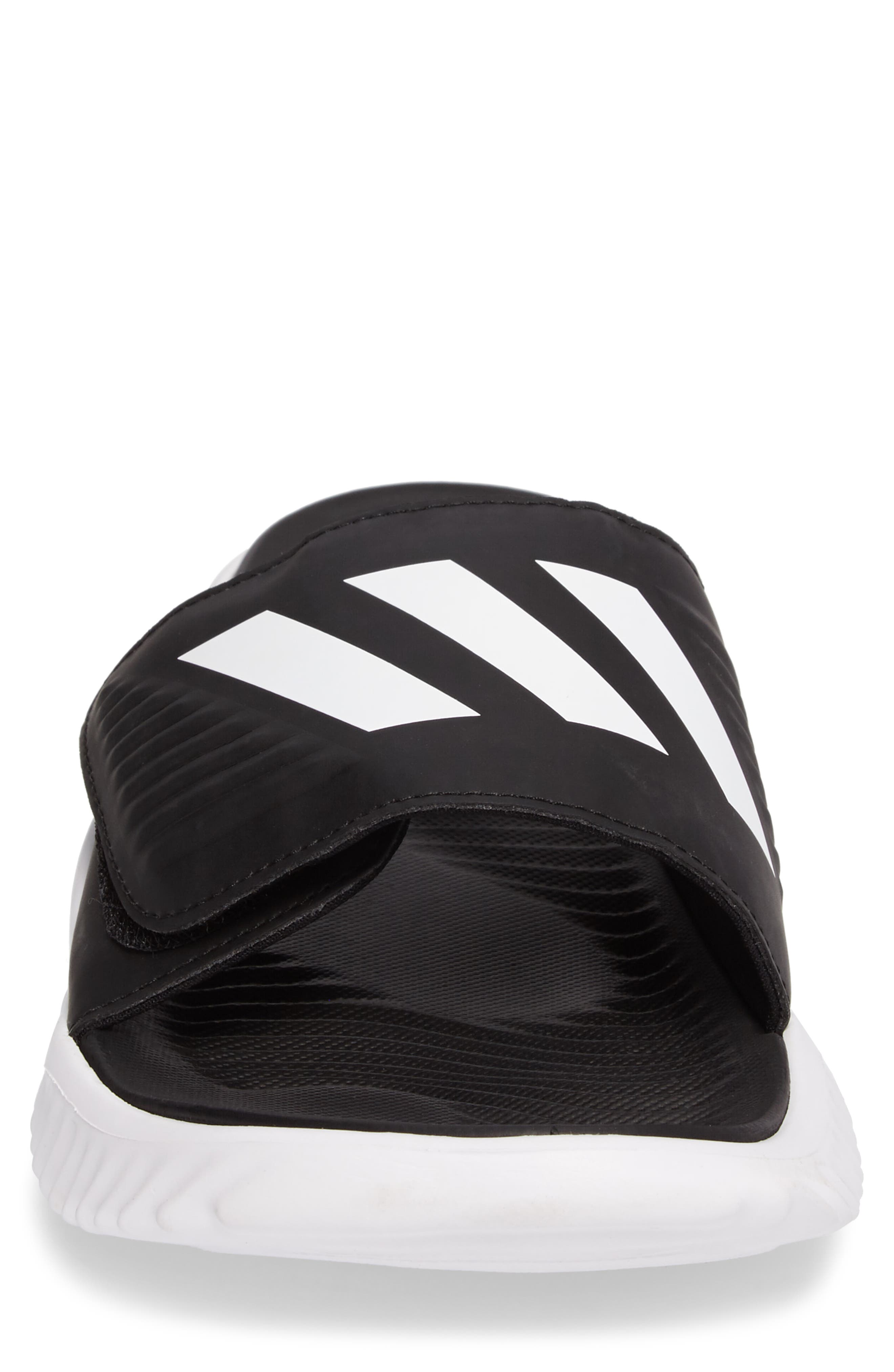 AlphaBounce Slide Sandal, Alternate, color, WHITE/CORE BLACK/WHITE