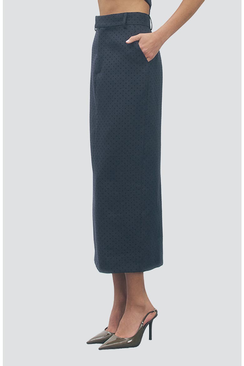 Bella Polka Dot Midi Skirt, Alternate, color, NAVY BLACK