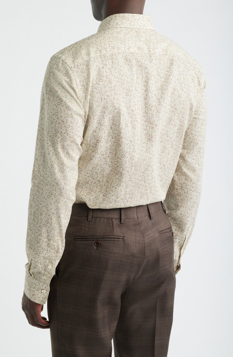 Canali Button-Up Linen & Cotton Top, Alternate, color, Brown