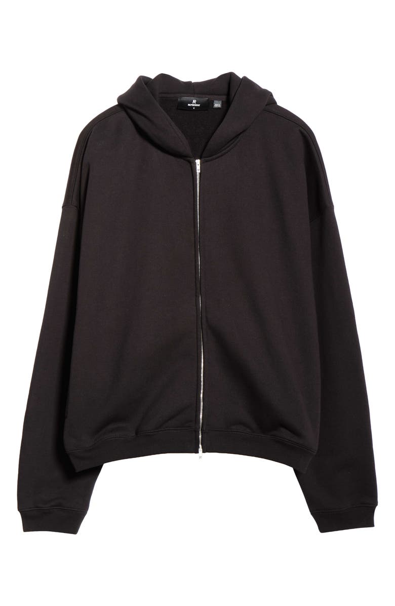 Represent Initial Oversize Full Zip Hoodie, Alternate, color, Black