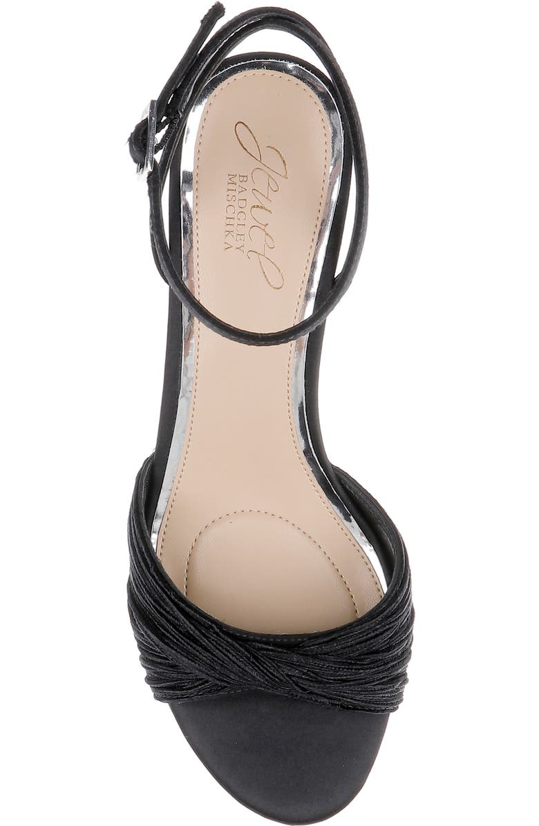 Jewel Badgley Mischka Pretty Ankle Strap Sandal, Alternate, color, Black Satin