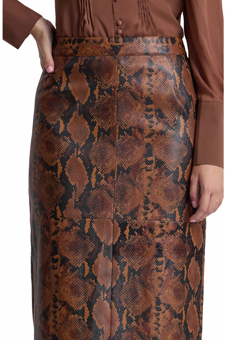 Faux Leather Midi Skirt, Alternate, color, BROWN/ BLACK PYTHON
