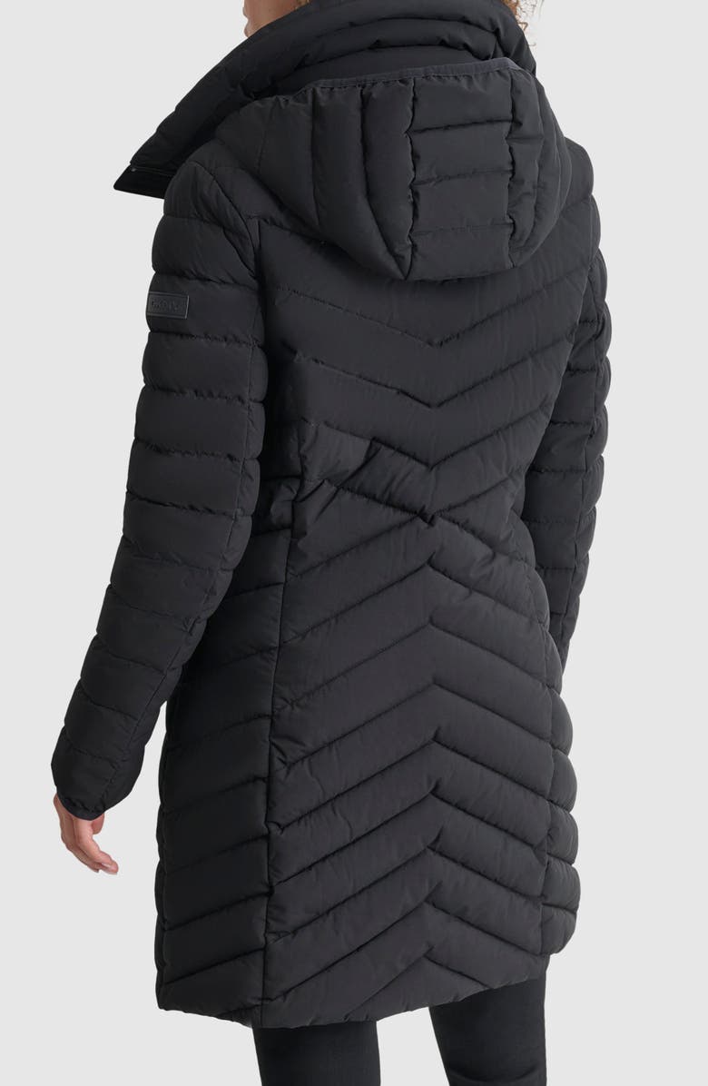 DKNY Stretch Packable Coat, Alternate, color, Black