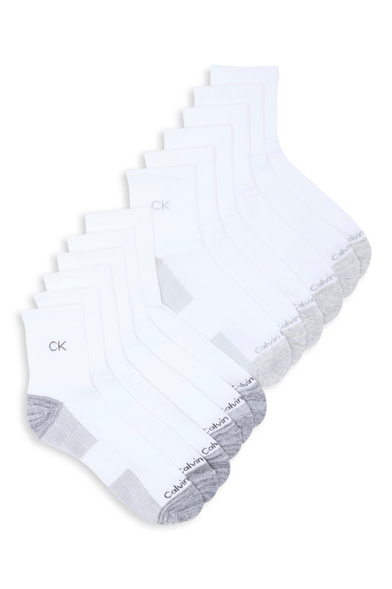 6-Pack Cushion High Quarter Socks, Main, color, WHITE