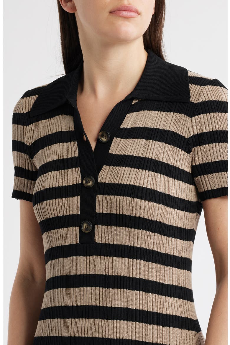 Stripe Variegate Rib Midi Sweater Dress, Alternate, color, BLACK/ MOCHA MOUSEE