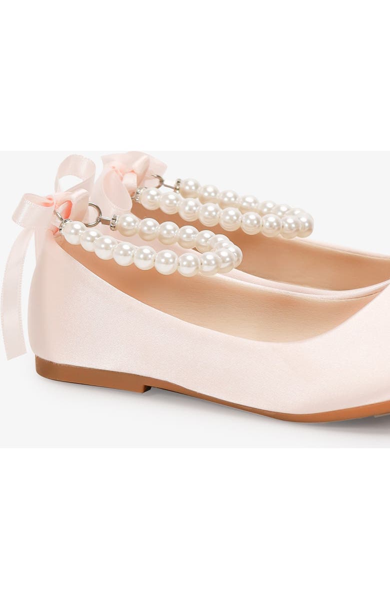 Kailee P Harper Satin Girl Flats with All Pearls Strap, Alternate, color, Pink