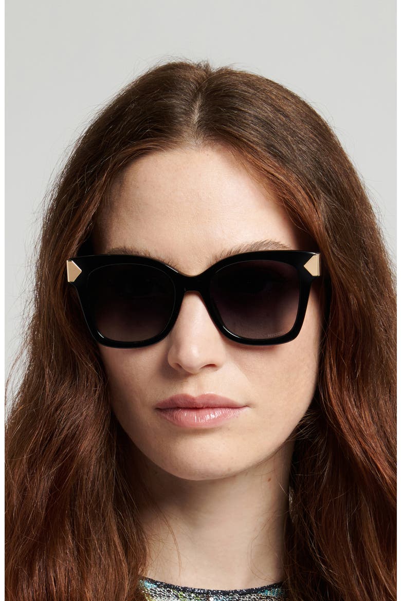 52mm Gradient Square Sunglasses, Alternate, color, BLACK/ DARK GREY SF