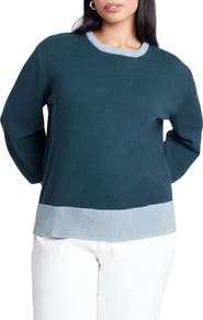 ELOQUII Contrast Rib Sweater