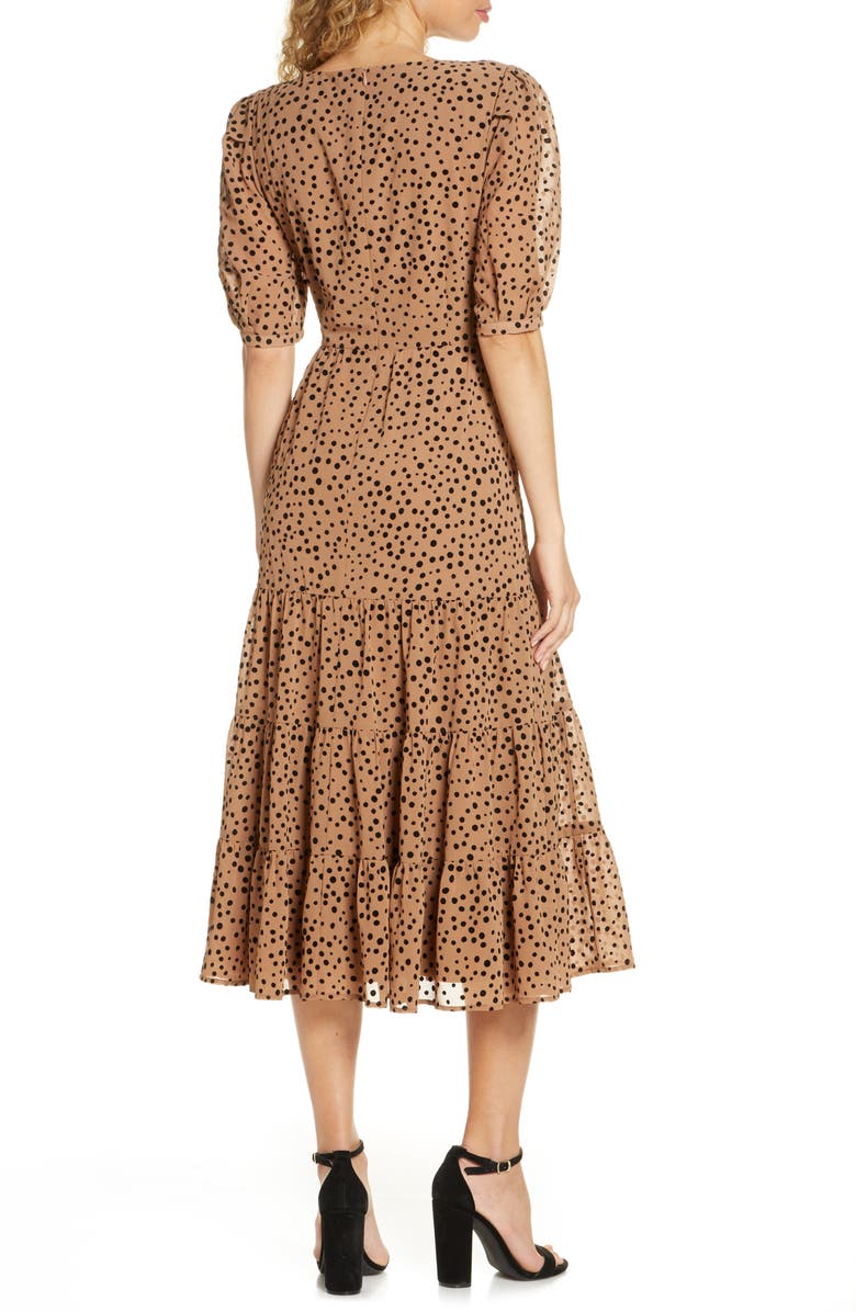BB Dakota by Steve Madden BB Dakota Dot Print Midi Dress, Alternate, color, 