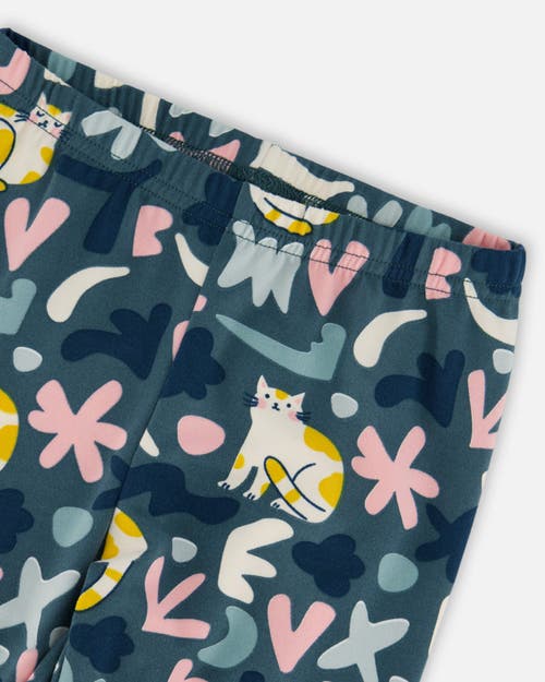 Deux Par Deux Stretch Jersey Leggings Cat In Multi