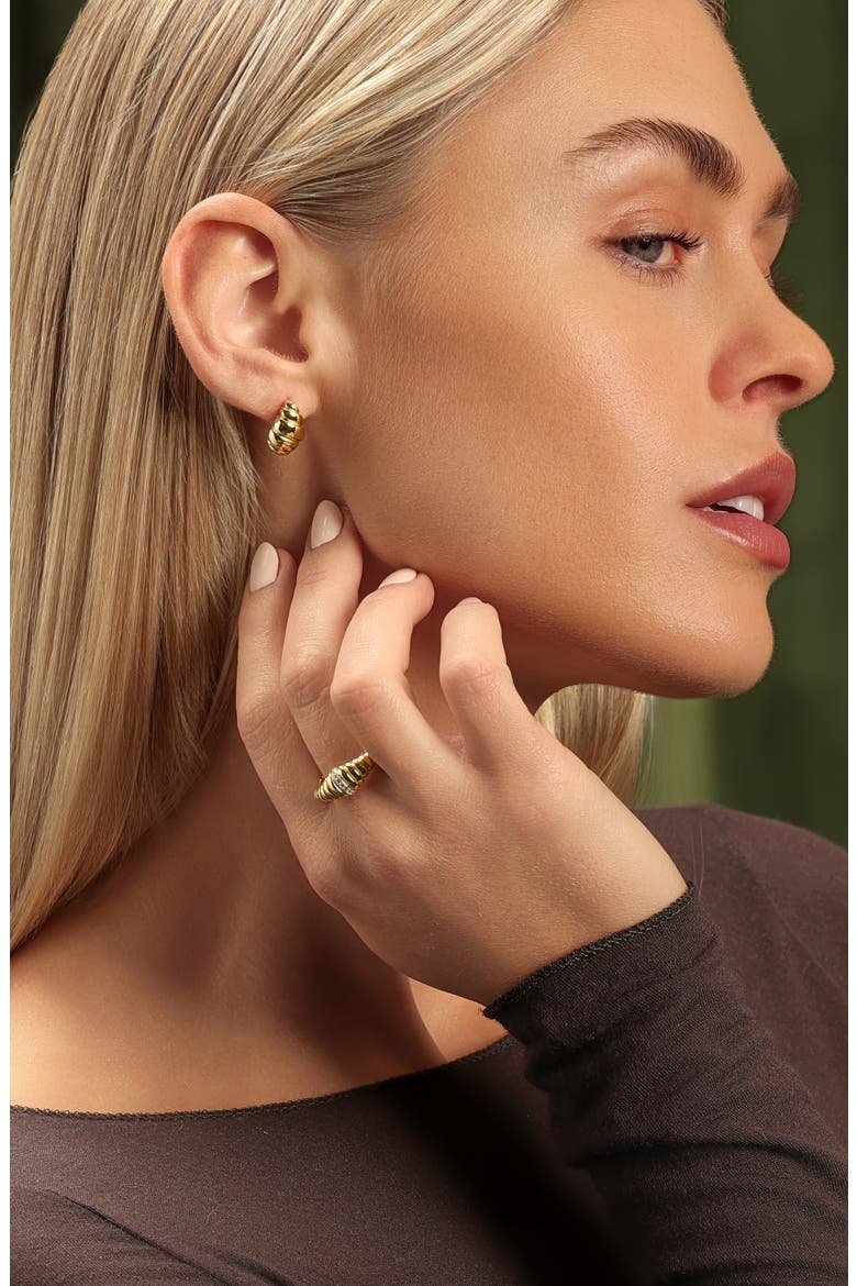 Modern Muse Rib Domed Stud Earrings, Alternate, color, GOLD