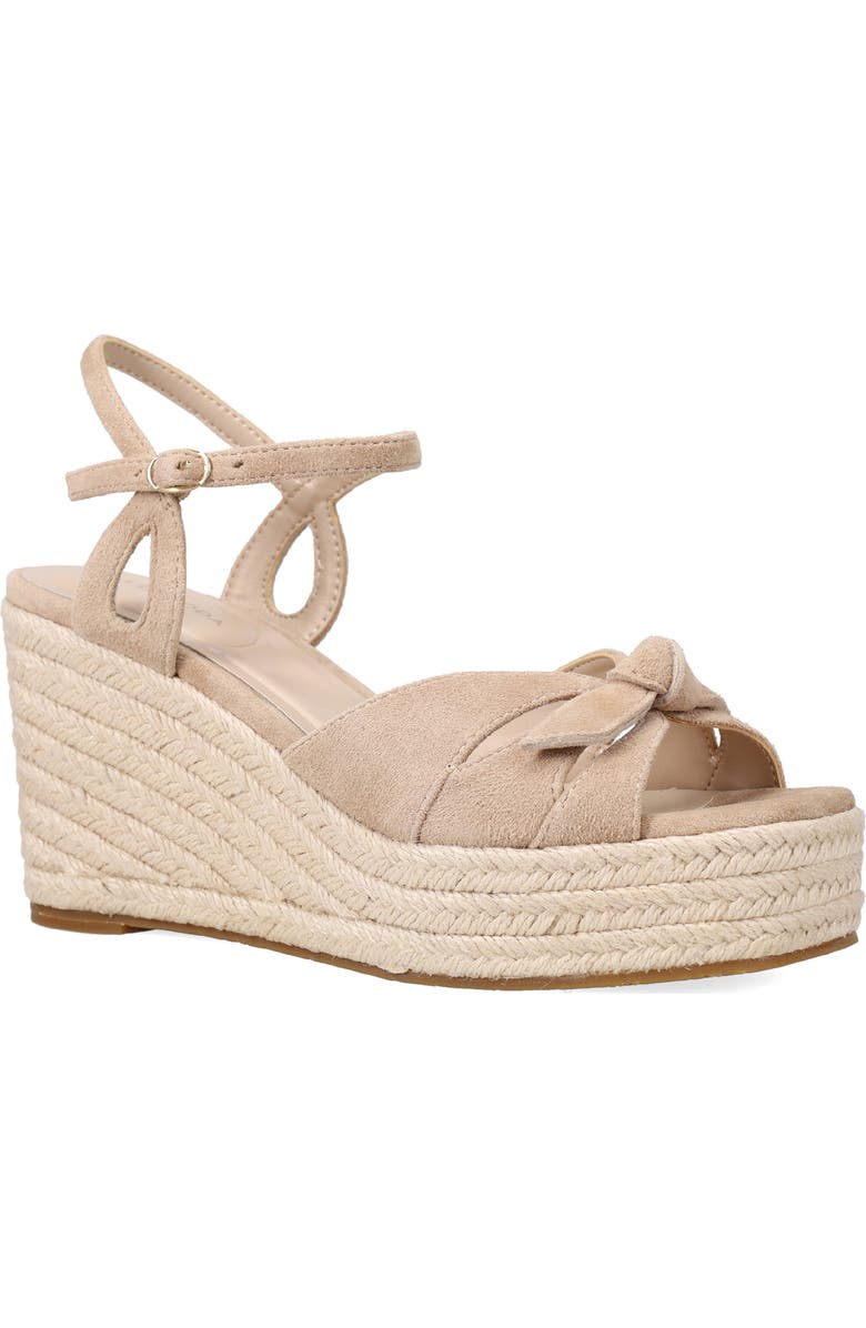 Pelle Moda Elbie Espadrille Ankle Strap Platform Wedge Sandal, Main, color, Latte