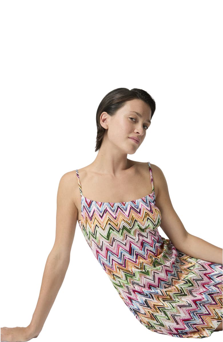 Missoni Mini Dress In Stretch Viscose With Lace And Zigzag Motif, Alternate, color, Multicoloured