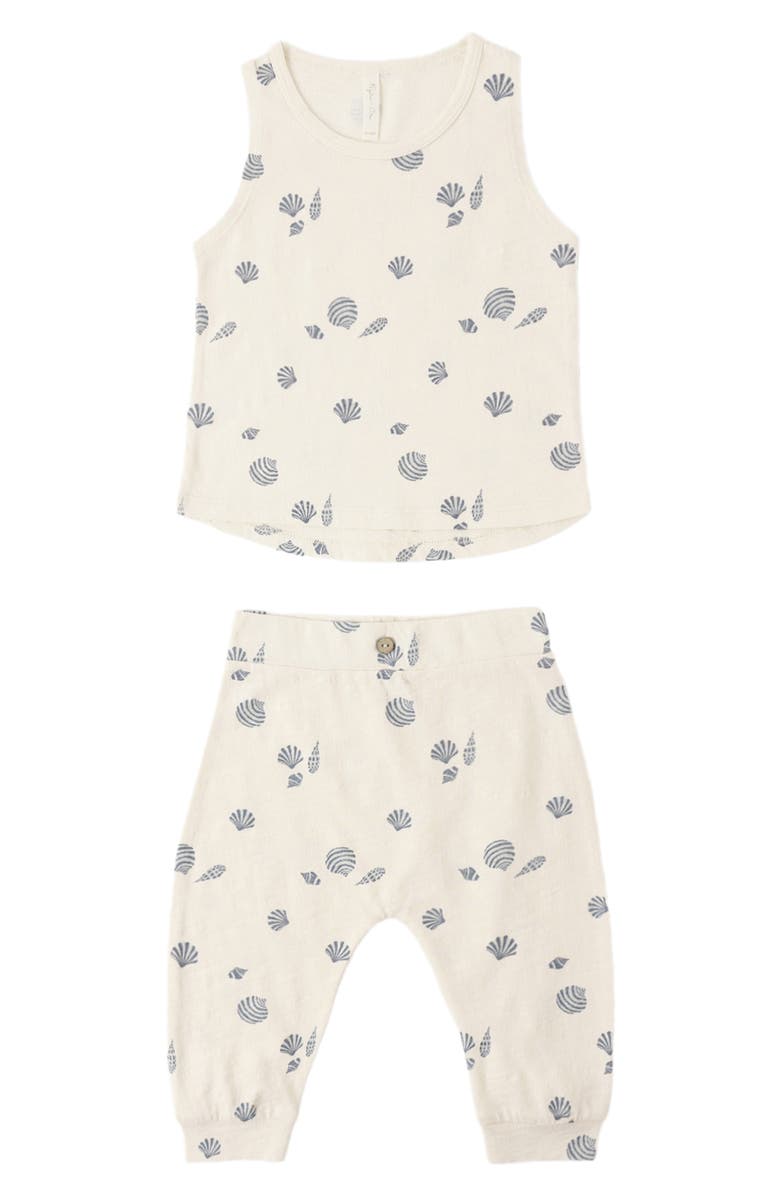 Rylee + Cru Seashell Print Cotton Tank & Joggers Set, Alternate, color, Natural