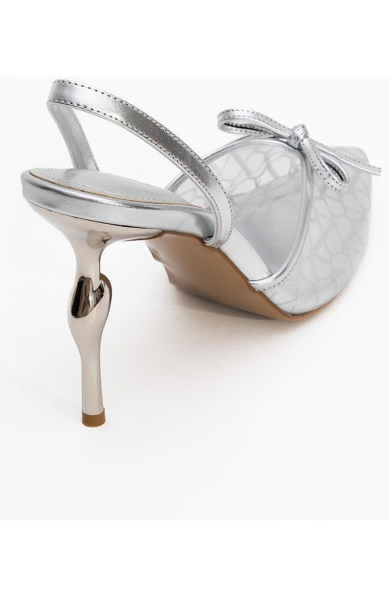 Prologue Shoes Peony Mesh Bow Pointed Toe Pump, Alternate, color, Silver Mesh