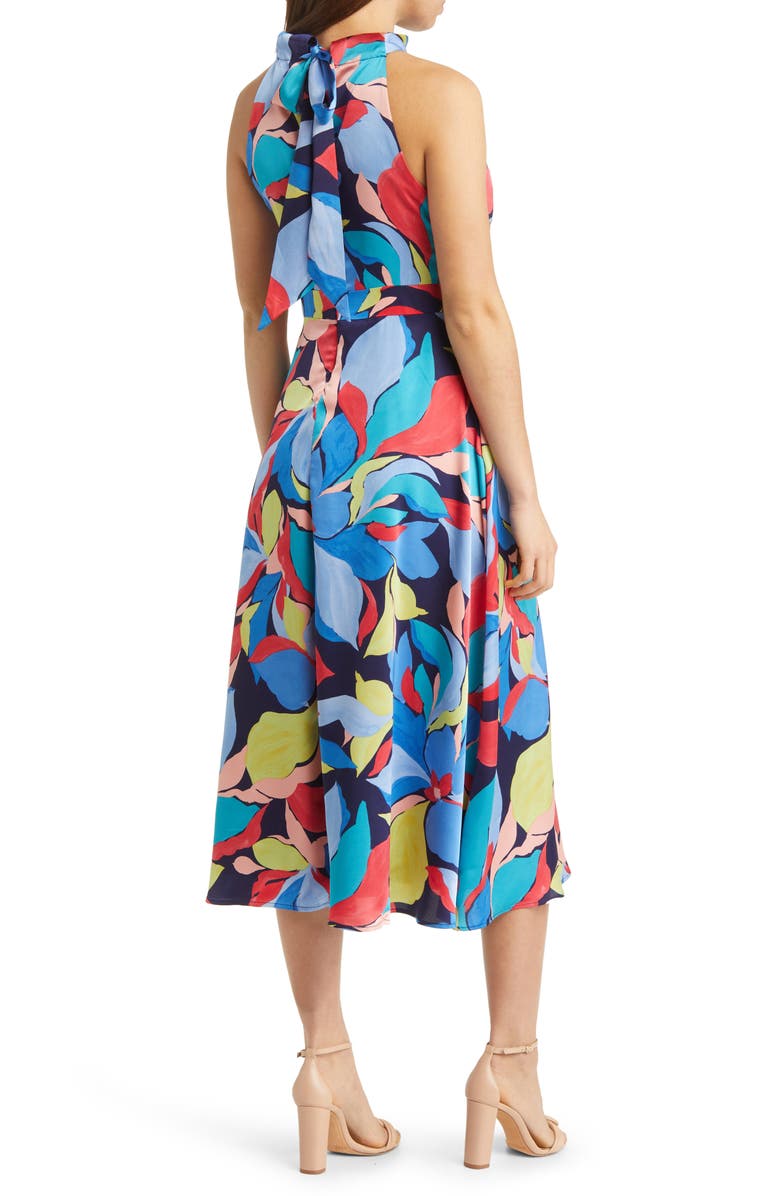 Tahari ASL Floral Print Sleeveless Midi Dress, Alternate, color,